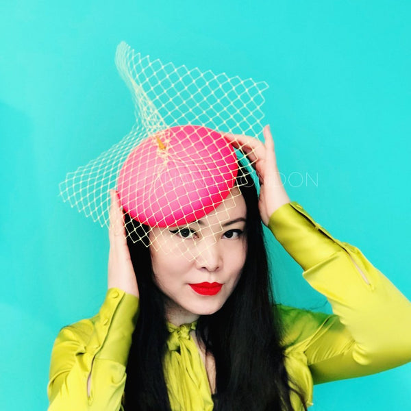 Neon Punk Leather Beret