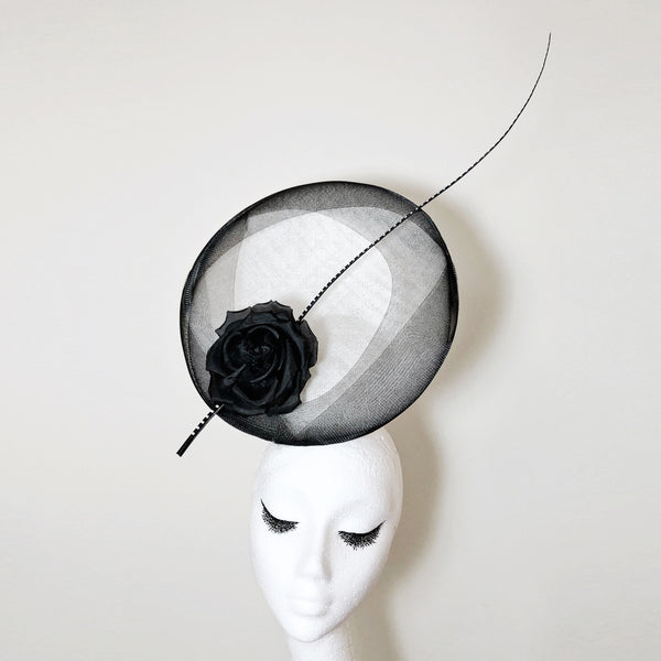 Amelia Black White Silk Flower Fascinator