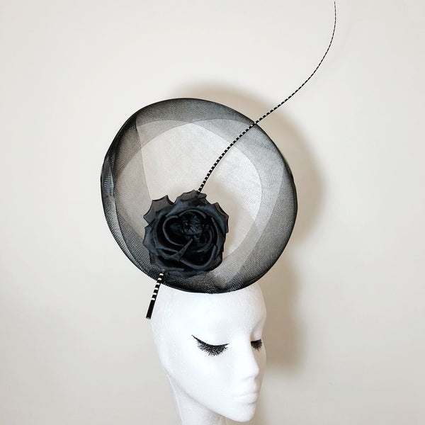 Amelia Black White Silk Flower Fascinator
