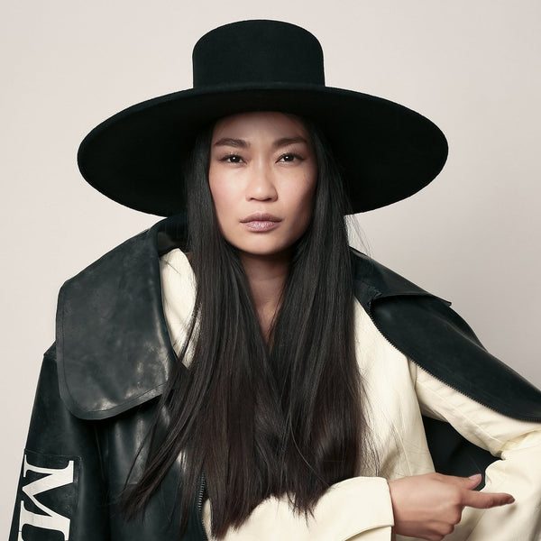 Black Wide Brim Fur Felt Hat