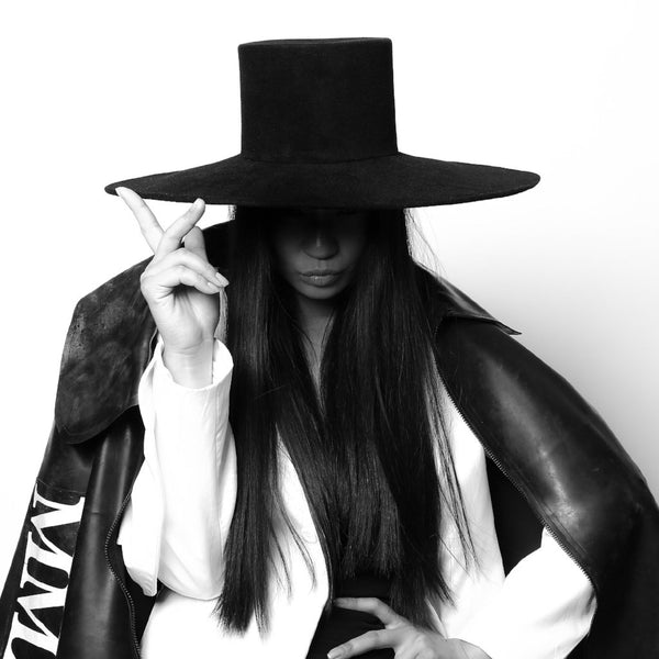 Black Wide Brim Fur Felt Hat
