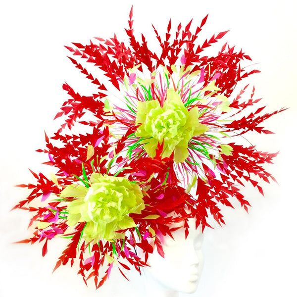 Red Firework Feather Fascinator