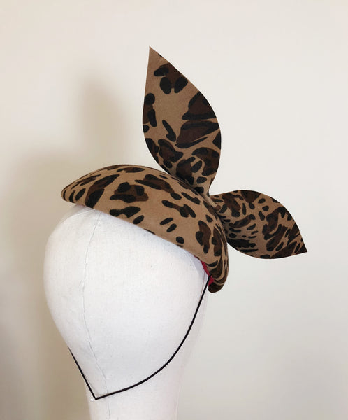 Veronica Leopard Print Wool Felt Beret