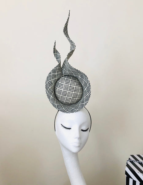 Pippa Sculptural Black White Fascinator
