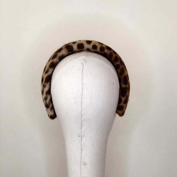 Chi Chi Leopard Print Fur Felt Wide Headband