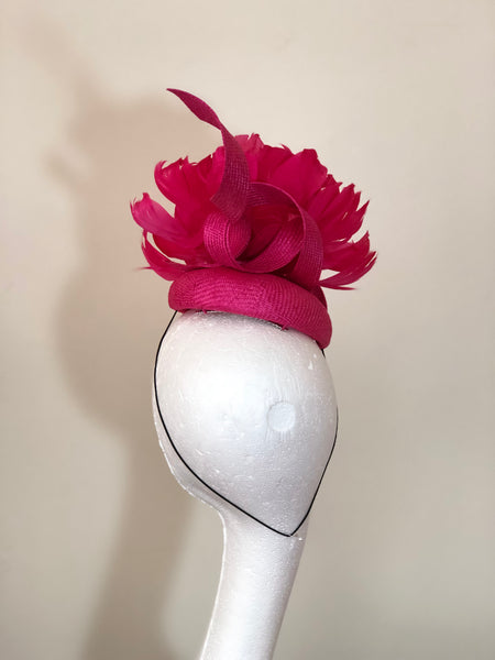 Suzana Fuchsia Feather Peony Fascinator