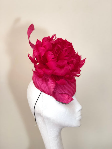 Suzana Fuchsia Feather Peony Fascinator