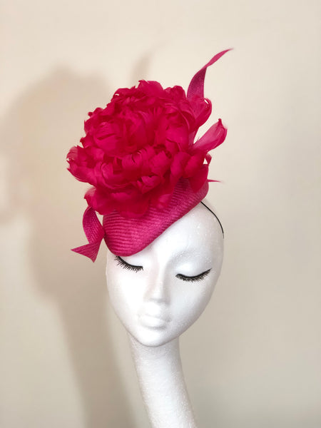 Suzana Fuchsia Feather Peony Fascinator