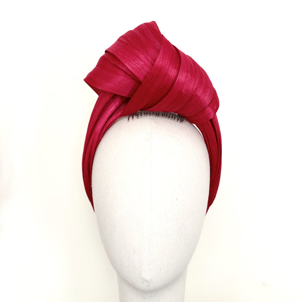 True Love Turban Raspberry Pink Silk Abaca Headband