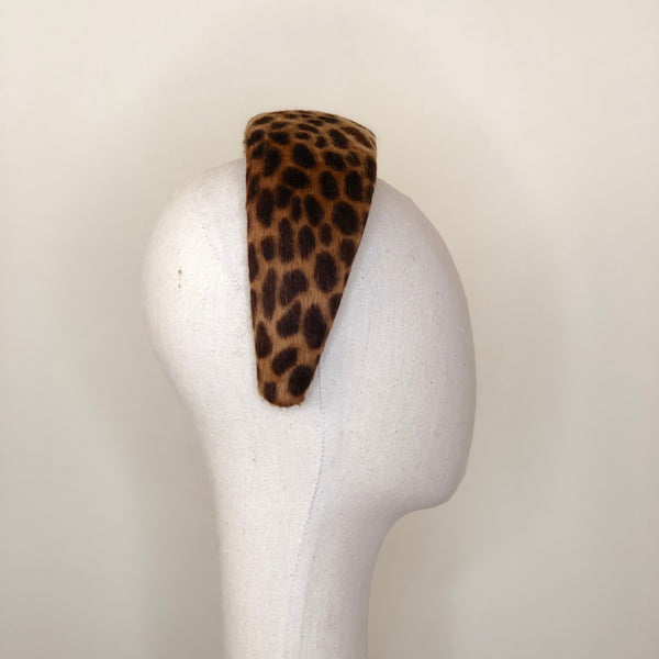 Chi Chi Leopard Print Fur Felt Wide Headband