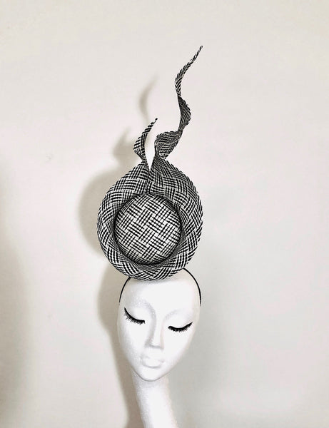 Pippa Sculptural Black White Fascinator