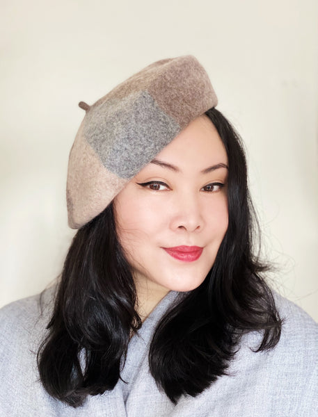 Latte Light Grey Wool Beret