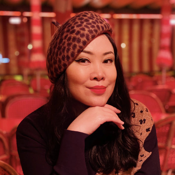 Lulu Leopard Print Fur Felt Beret Hat