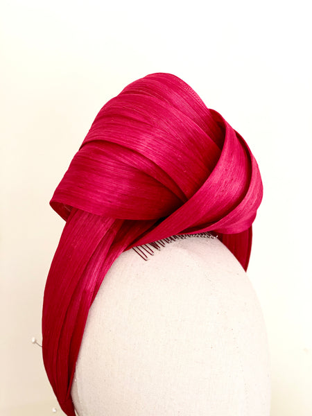 True Love Turban Raspberry Pink Silk Abaca Headband