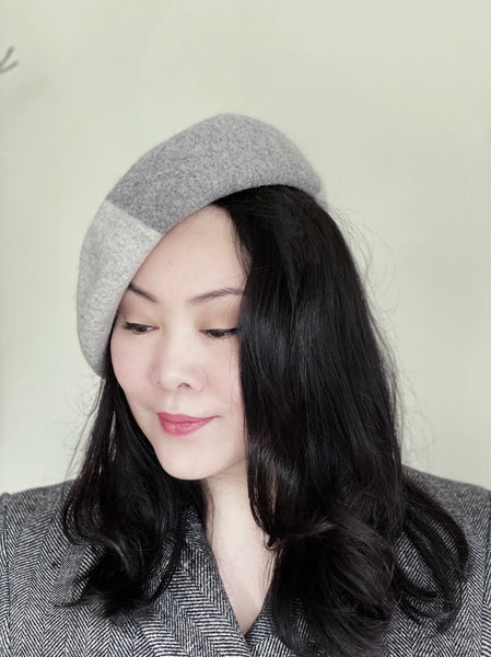 2 Shades of Grey Colour Blocking Wool Beret