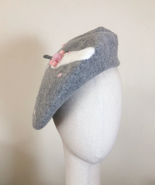 Cat Paws Hand Felted Wool Beret