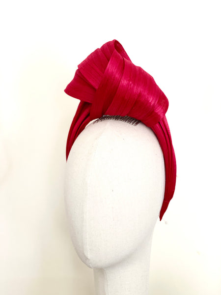 True Love Turban Raspberry Pink Silk Abaca Headband