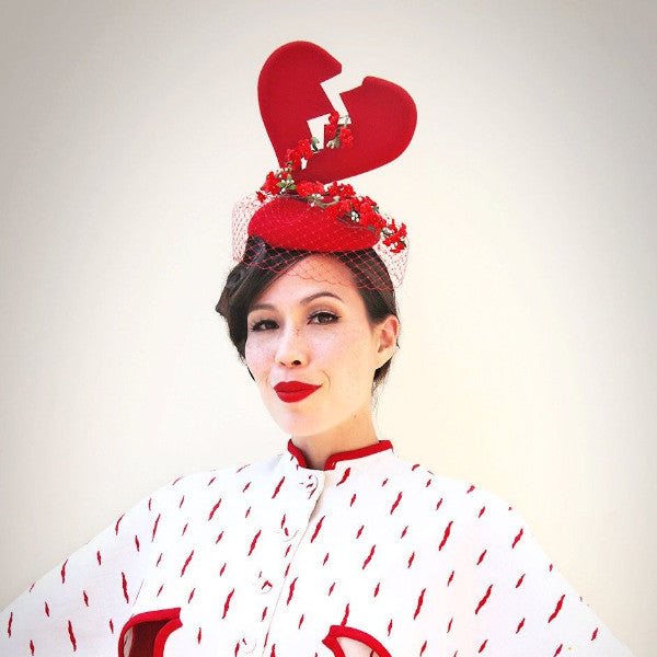 Forget-me-not Red Heart Fascinator