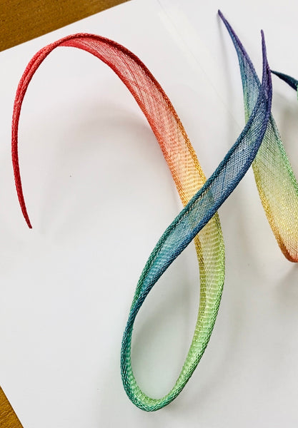 Rainbow HOPE Hand Rolled Sinamay Slogan Headband