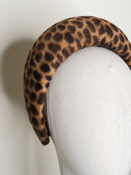 Kiki Leopard Print Fur Felt Halo Headband