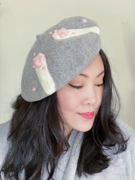 Cat Paws Hand Felted Wool Beret