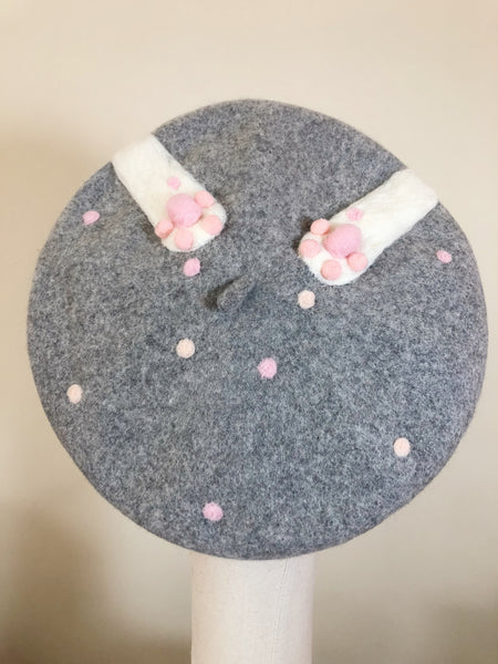 Cat Paws Hand Felted Wool Beret