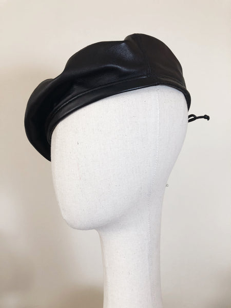 Grace Black Leather Beret Gold Spike