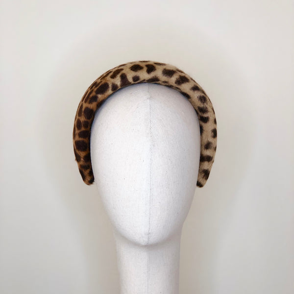 Chi Chi Leopard Print Fur Felt Wide Headband