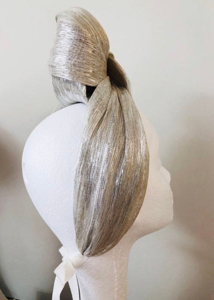 Siren Silver Metallic Silk Abaca Headband