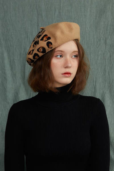 Limited Edition Leopard Hand Felted Wool Beret