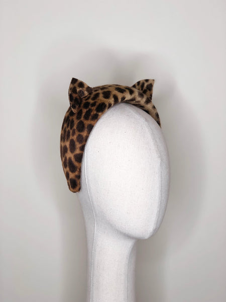 Mimi Leopard Print Cat Ears Fur Felt Headband