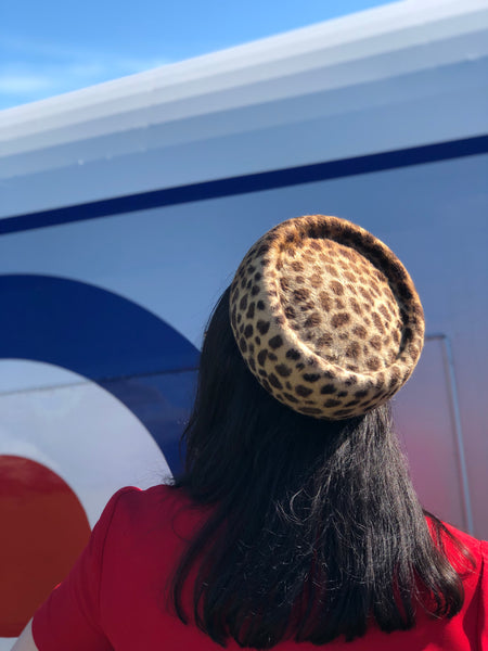 Jackie Leopard Melusine Fur Felt Pillbox Hat