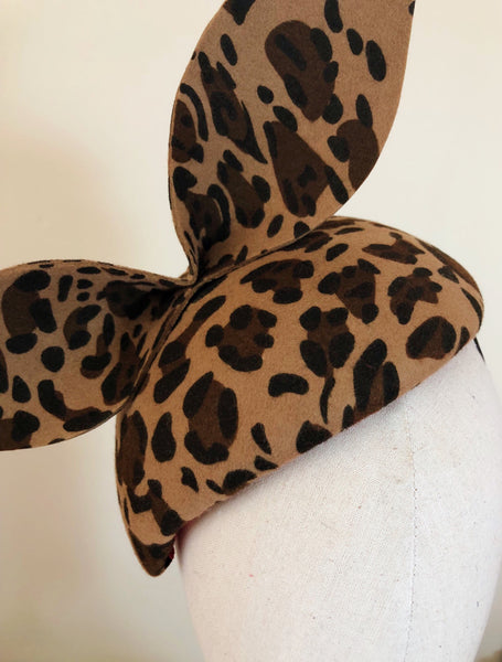 Veronica Leopard Print Wool Felt Beret