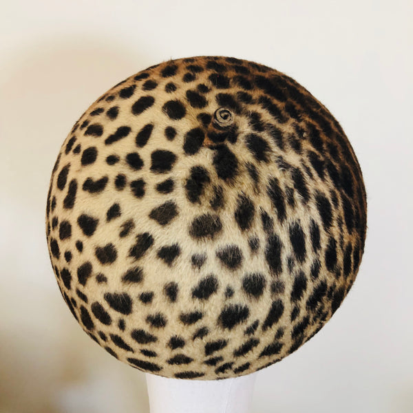 Lulu Leopard Print Fur Felt Beret Hat