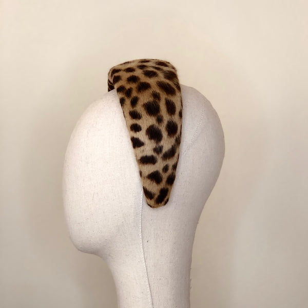 Chi Chi Leopard Print Fur Felt Wide Headband