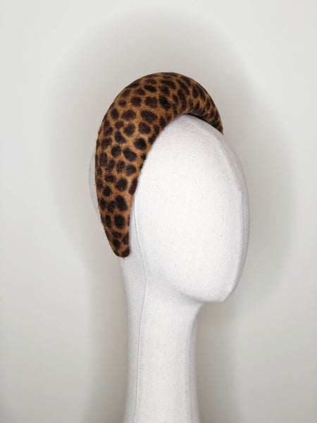 Kiki Leopard Print Fur Felt Halo Headband