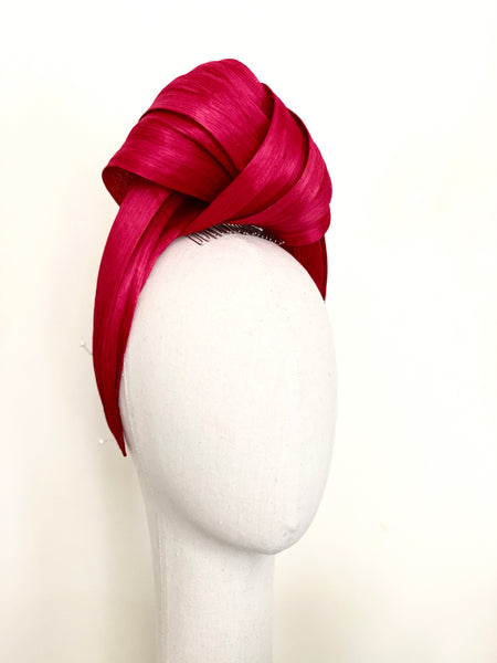 True Love Turban Raspberry Pink Silk Abaca Headband