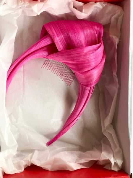 Neon Pink Silk Abaca Turban Headband