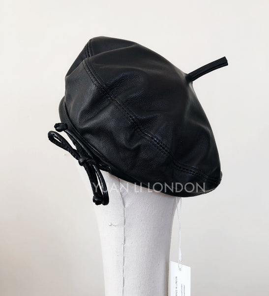 Eddie Black Leather Beret