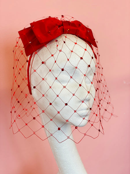 Lola Duchess Satin Bow Crystal Veil