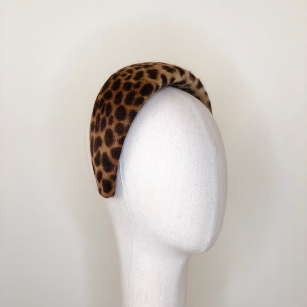 Chi Chi Leopard Print Fur Felt Wide Headband