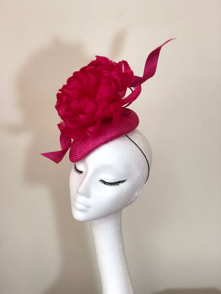 Suzana Fuchsia Feather Peony Fascinator