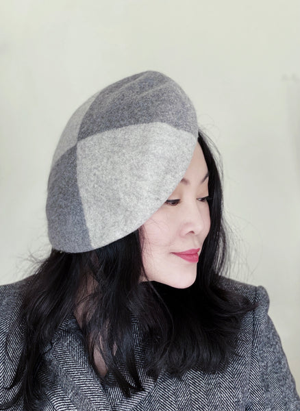 2 Shades of Grey Colour Blocking Wool Beret