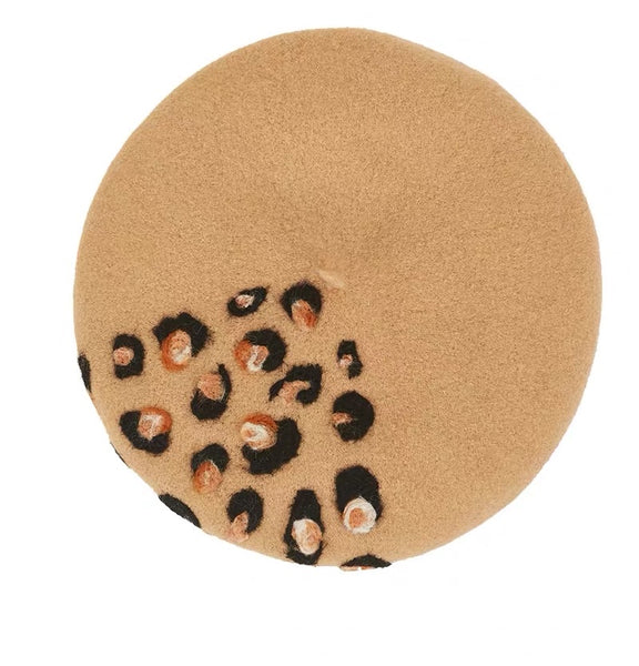 Limited Edition Leopard Hand Felted Wool Beret