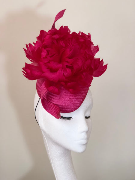 Suzana Fuchsia Feather Peony Fascinator