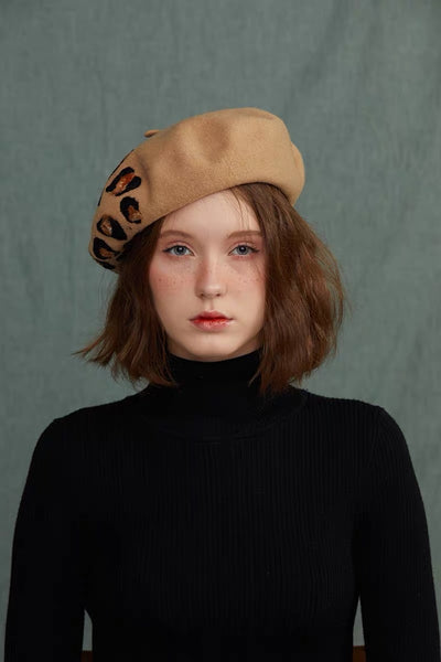 Limited Edition Leopard Hand Felted Wool Beret