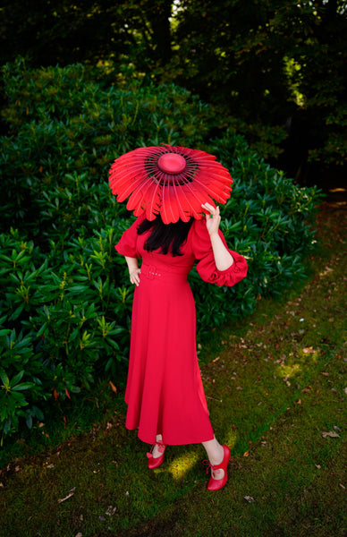 Dovima Red Feathers Hat