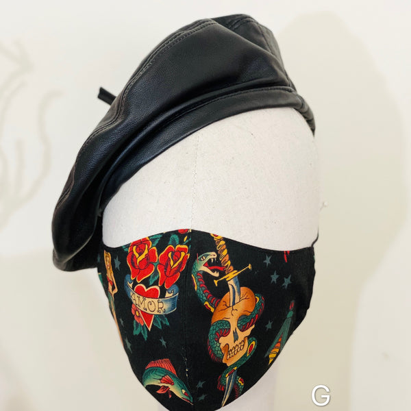 Black Leather Beret Hat Christmas Gift