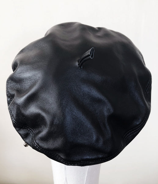 Eddie Black Leather Beret