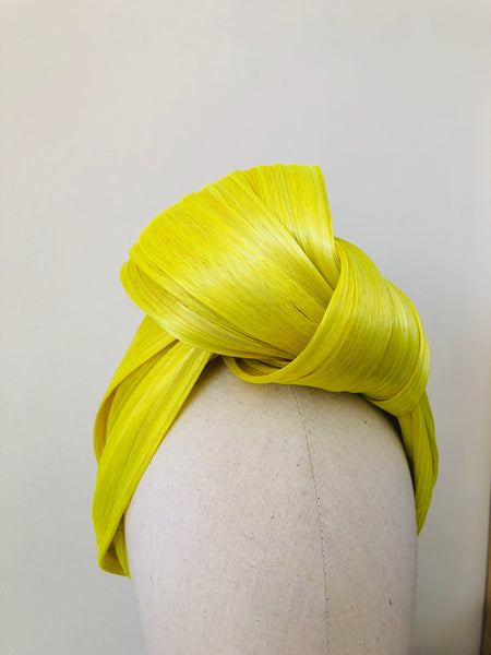 Lemon Yellow Silk Abaca Turban Headband